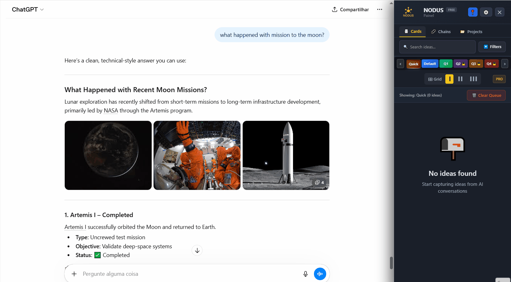 NODUS demo — save AI response with one click
